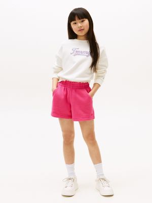 Kids' Tonal Flag Sweatshort, Jewel Pink