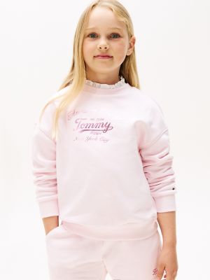 Kids' Script Shimmer Logo Sweatshirt, Light Pink