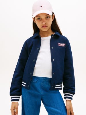 Kids' Logo Sweatshirt Bomber, Dark Night Navy