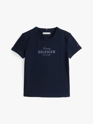 Kids' Tommy Script Logo T-Shirt, Dark Night Navy