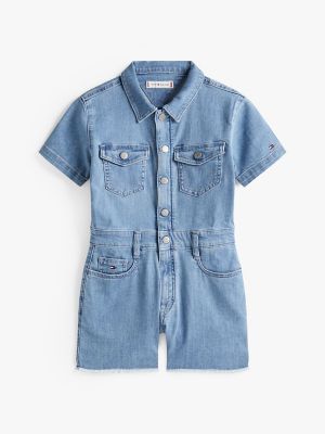 Kids' Denim Romper, Drapey Blue