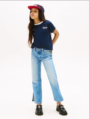 Kids' Light Wash Split-Hem Jean, Blue
