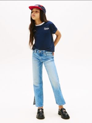 Kids' Light Wash Split-Hem Jean, Blue