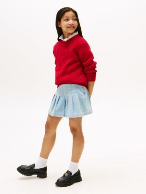 Kids' Pleated Denim Skirt, Blue