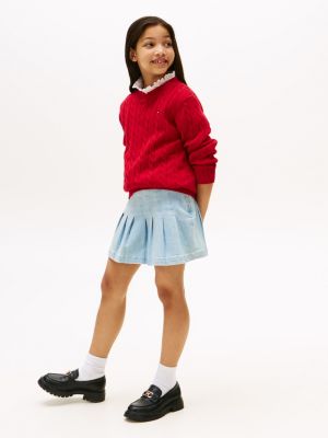 Kids' Pleated Denim Skirt, Blue