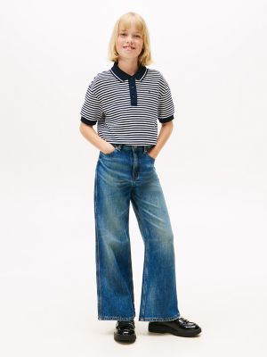 Kids' High-Rise Faded Wash Wide Leg Jean, Island Blue