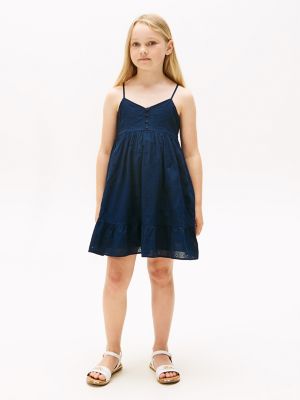 Kids' Embroidered Eyelet Dress, Dark Night Navy