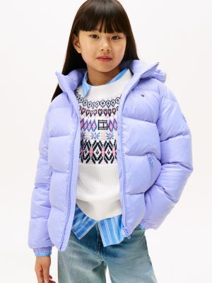 Kids' Hooded Quilted Down Jacket, Vintage Iris