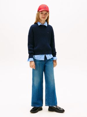 Kids' Crest Logo Wide Leg Jean, Denim Vintage Dark