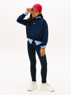 Kids' Rhinestone Logo Stretch Legging, Dark Blue