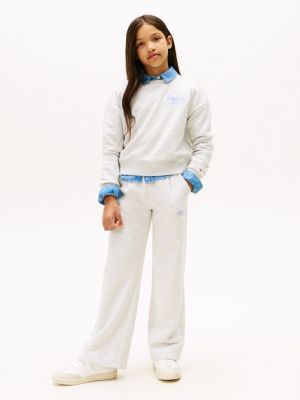 Kids' Wide-Leg Varsity Sweatpant, Light Grey Heather
