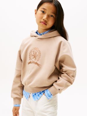 Kids' Crest Logo Hoodie, Light Brown