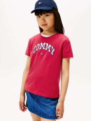 Kids' Tommy Varsity Logo T-Shirt, Ruby Rhubarb