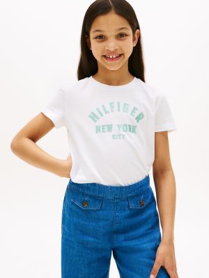 Kids' Curved Hilfiger Graphic T-Shirt, White