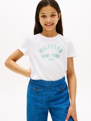 Kids' Curved Hilfiger Graphic T-Shirt, White