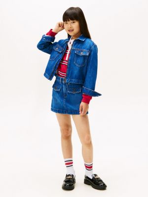 Kids' A-Line Denim Skirt, Blue Americana