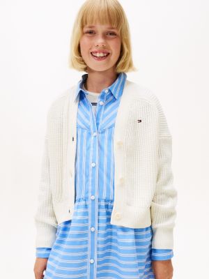 Kids' Chenille Cardigan, Ivory Silk