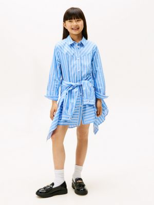 Kids' Stripe Shirtdress, Light Powdery Blue Stripes