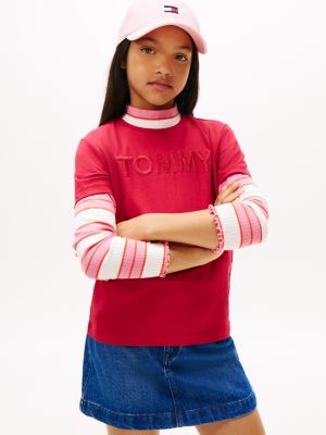 Kids' Sequin Logo T-Shirt, Ruby Rhubarb