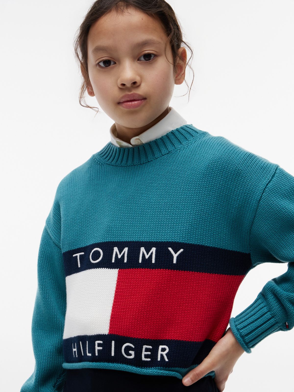 Kids' Flag Logo Sweater — Platinum Teal
