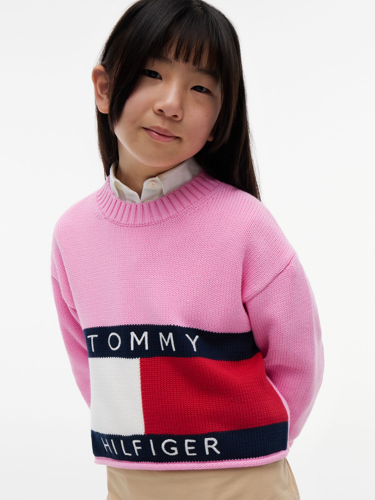 Kids' Flag Logo Sweater — Pink Daisy
