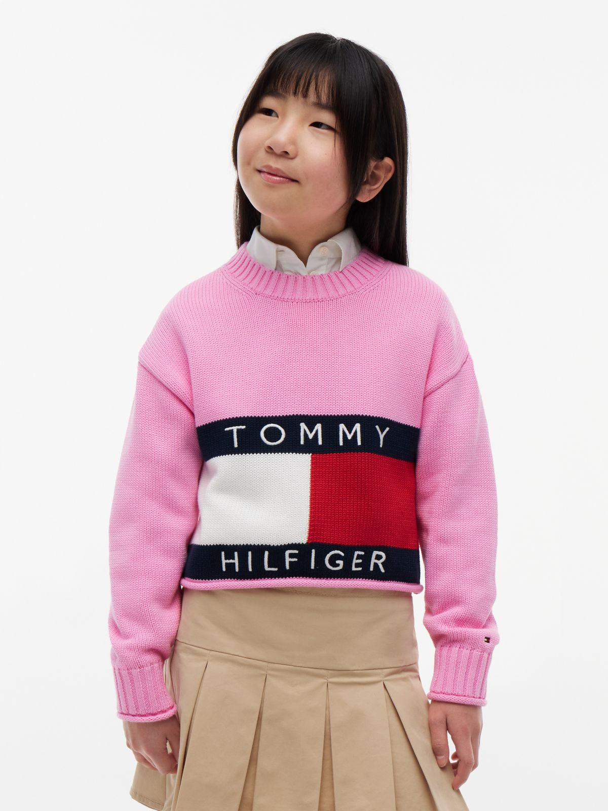 Kids' Flag Logo Sweater — Pink Daisy
