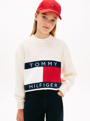 Kids' Flag Logo Sweater, Ivory Silk