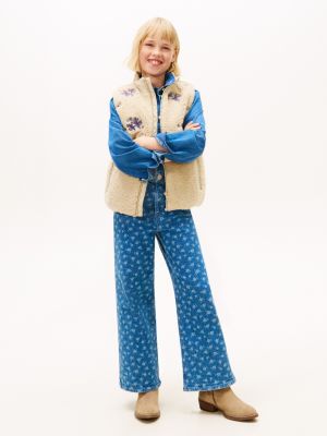 Kids' Allover Floral Wide Leg Jean, Denim Flower AOP