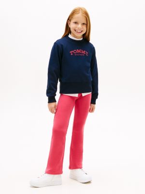 Kids' Foil Logo Flare Legging, Vintage Cerise