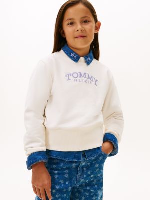 Kids' Monotype Logo Wide-Rib Sweatshirt, Ancient White