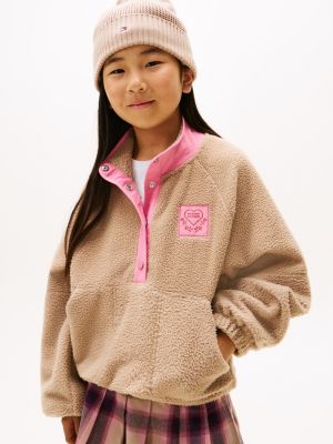 Kids' Fleece Quarter-Snap Sweatshirt, Malted Milk