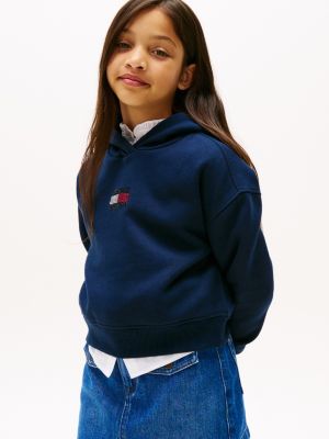 Kids' Flag Logo Hoodie, Dark Blue