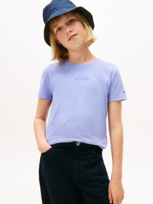 Kids' Script Foil Logo T-Shirt, Vintage Iris