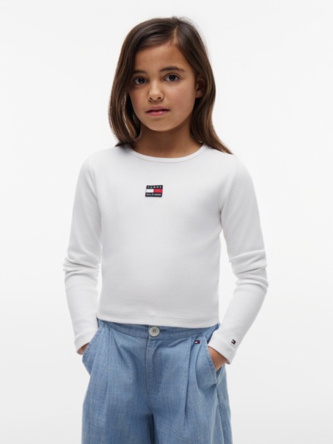 Детские футболки Tommy Hilfiger Kids' Long-Sleeve Badge Ribbed T-Shirt
