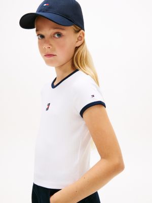 Детская футболка Tommy Hilfiger Badge Ribbed Ringer, цвет: Белый — фото 4