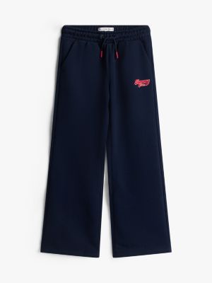 Kids' Flocked Logo Wide-Leg Sweatpant, Dark Night Navy
