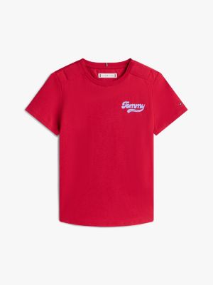 Kids' Flocked Tommy Logo T-Shirt, Ruby Rhubarb