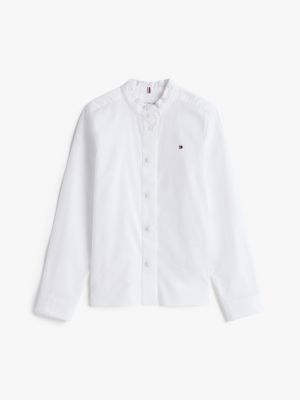 Kids' Ruffle Collar Shirt, White
