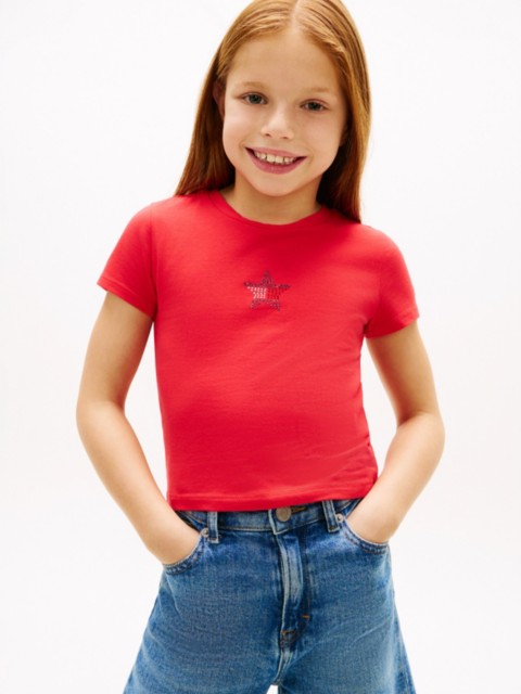 Детские футболки Tommy Hilfiger Kids' Rhinestone Star Flag T-Shirt