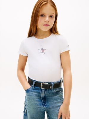 Kids' Rhinestone Star Flag T-Shirt, White