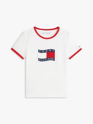 Детские футболки Tommy Hilfiger Kids' Wavy Flag Logo Ringer T-Shirt — фото 5