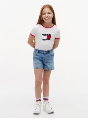 Детские футболки Tommy Hilfiger Kids' Wavy Flag Logo Ringer T-Shirt — фото 3