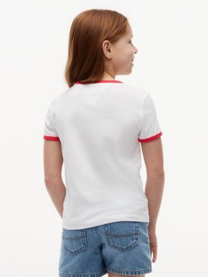 Детские футболки Tommy Hilfiger Kids' Wavy Flag Logo Ringer T-Shirt — фото 4