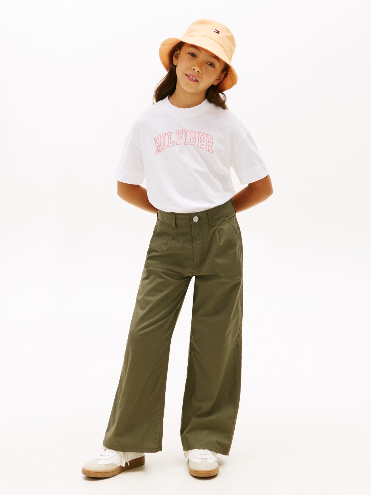 Kids' High-Rise Wide Leg Pant — Battle Green