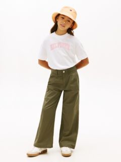 Kids' High-Rise Wide Leg Pant — Battle Green 2