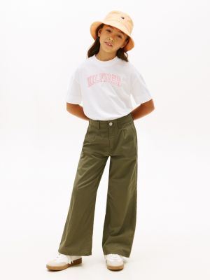 Kids' High-Rise Wide Leg Pant, Battle Green