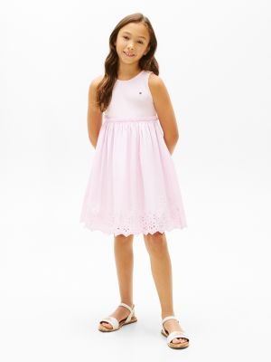Kids' Embroidered Eyelet Combo Dress, Pearly Pink