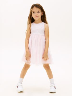 Kids' Striped Tulle Combo Dress