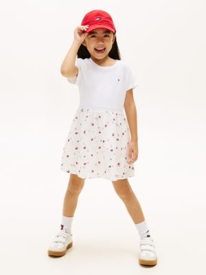 Kids' Floral Seersucker Combo Dress, Ancient White