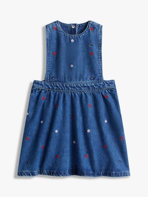 Kids' Allover Flower Denim Jumper Dress